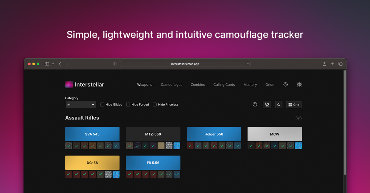 Interstellar Call of Duty Modern Warfare III camouflage tracker